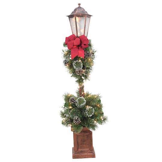 4Ft Pre-Lit Lamp Post with Big Red Bow By Santasworkshop | 50" x 15" | Michaels®